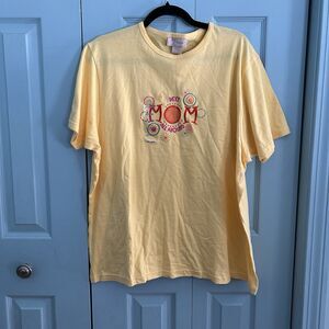 Best Mom All Around Womens Yellow Short Sleeve Top 2XL Cotton NEW